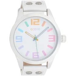 Quarzuhr OOZOO, weiß, Armbanduhren, Damen, Armbanduhr, Damenuhr, Herrenuhr, Lederarmband, Ø 46mm