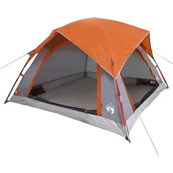 vidaXL Campingzelt 4 Personen Grau und Orange Wasserdicht