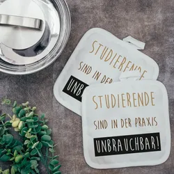 Topflappen (2 Stück) für Studenten "Unbrauchbar"