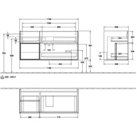 Villeroy & Boch Waschtischunterschrank 3 Auszüge 119,6 x 59,1 cm Schwarz