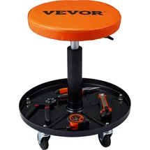 Vevor Werkstatthocker Stahl 406-559 mm Schwarz/Orange höhenverstellbar