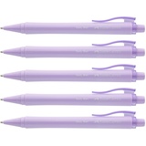 FABER-CASTELL 205099 - Kugelschreiber Daily Ball sweet lilac, 5 Stück, mit auswechselbarer XB Mine, dokumentenecht