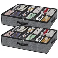Rutaqian Schuhbox Unterbett-Kommode für Schuhe Aufbewahrung 1 Stück (Unterbett Schuh Organisierer Aufbewahrungsbox Schublade), Schuh Aufbewahrungssysteme mit 12 Fächern grau