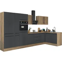 kochstation Winkelküche Florida L-Form 360 cm schwarz