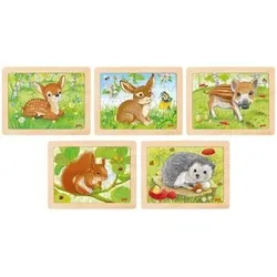 GOKI 57334 Einlegepuzzle Waldtiere, sortiert