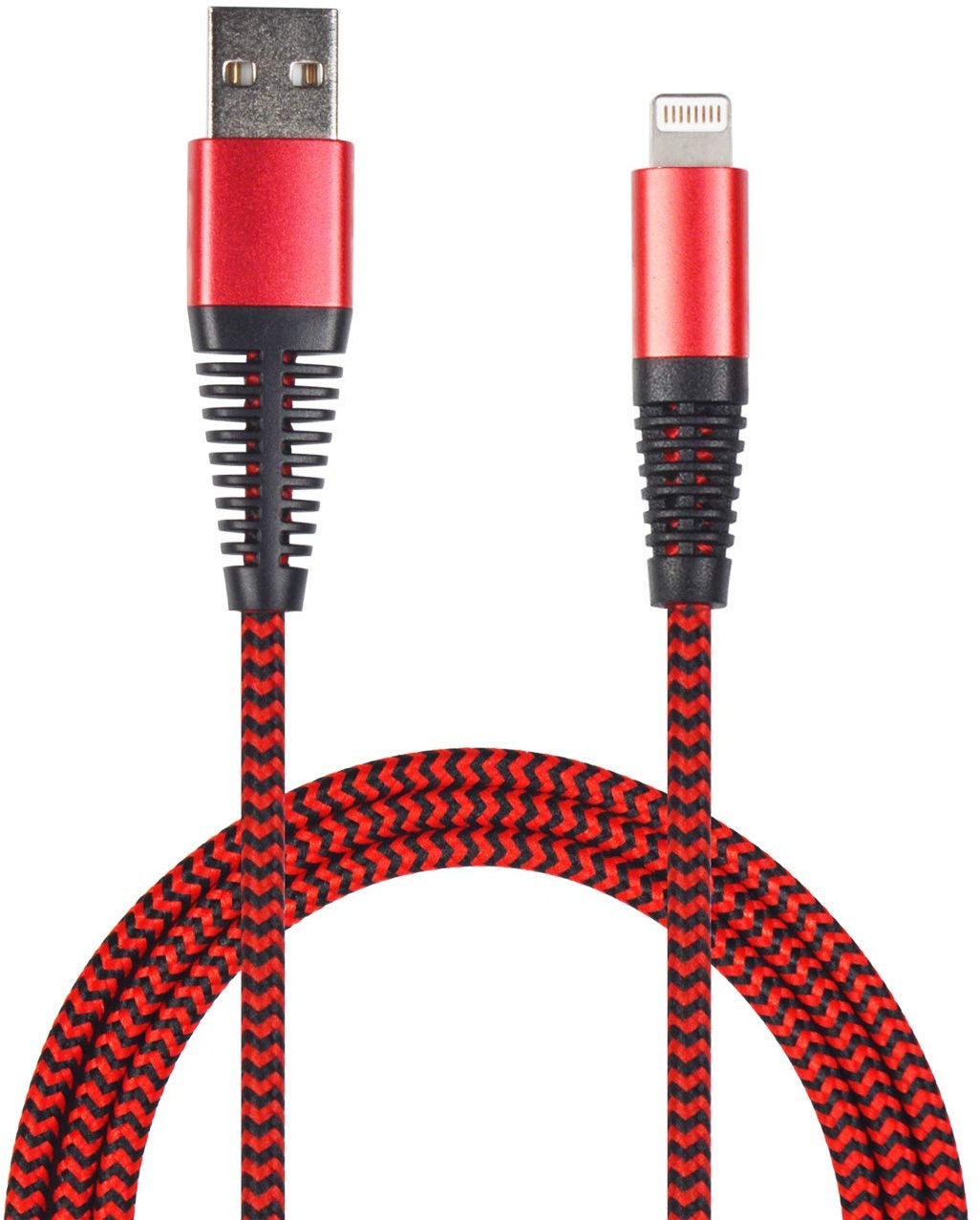 2GO USB Datenkabel&Ladekabel für Apple Lightning mit Nylon Ummantelung rot, Metallstecker mit Knickschutz, 795946
