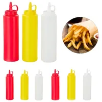 Relaxdays Squeeze Flasche 400 ml für Saucen nachfüllbar rot/gelb/weiß