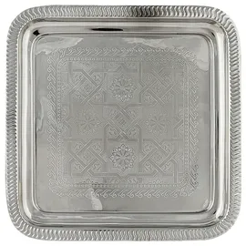 Marrakesch Orient & Mediterran Interior Orientalische Deko Tablett Serviertablett Kerzentablett Nacera Silber eckig 27cm