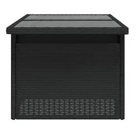 vidaXL Gartentisch mit Glasplatte Schwarz 100x55x73 cm Poly Rattan