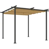 Outsunny - Pergola 3x3m Garten Pavillon Terrassendachung aus Metall, Gartenpavillon mit Verstellbares Sonnendach, uv Schutz 30+ Freistehender