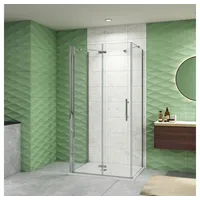 duschspa Komplettdusche 195cm ESG U-Form Duschkabine Falttür Scharniertür Duschtür, BxT: 76x80 cm, Einscheibensicherheitsglas, Sicherheitsglas, Set, ebenerdiger Einbau möglich 76 cm x 80 cm