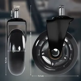 CLP 5er Set Hartbodenrollen schwarz