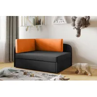 Beautysofa Kinderbett 75cm Kindersofa SOFI Kinderbett mit Schlaffunktion Bettkasten Sofa schwarz