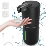 Cuteefun Automatisch Schaum Seifenspender, 380ml Elektrischer Seifenspender mit Sensor, 4-Stufig Einstellbares Flüssigkeitsvolumen, Wiederaufladbarer Seifenspender Wandmontage für Bad, Küche, Schwarz