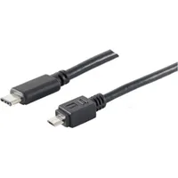 s/conn USB 2.0 Adapterkabel, USB-C Stecker  Micro-B Stecker, schwarz - Länge: 1,0 m