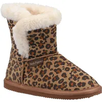 Hush Puppies - Mädchen Hausschuhe "Ashlynn", Leo-Muster, Wildleder FS9457 (33 EU) (Leopard) - Braun - 33