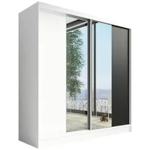 A&J MöbelLand Schiebetürenschrank DUO 200 x 215 x 59,5 cm Weiß/Schwarz