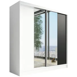 A&J MöbelLand Schiebetürenschrank DUO 200 x 215 x 59,5 cm Weiß/Schwarz