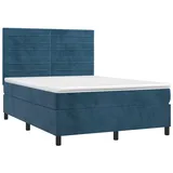 vidaXL Boxspringbett mit Matratze & LED Dunkelblau 140x190 cm Samt