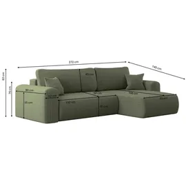 kaiser möbel Ecksofa Capri Stoff Poso 2-Sitzer Grün