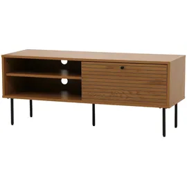 Mendler TV-Rack HWC-N78, Lowboard TV-Schrank, skandinavischer Stil Metall Holz Melamin MVG 50x120x40cm ~ natur