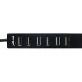 InLine USB 2 Hub, 7-Port, schwarz, mit1mUSBDCKabel,schwarz