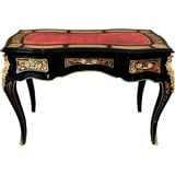 Casa Padrino Schreibtisch Barock Boulle Sekretär im französischen Stil Schwarz / Rot / Gold 120 cm - Handgefertigter Antik Stil Schreibtisch - Barock Büro Möbel