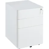 Vinsetto Rollcontainer, mobiler Aktenschrank mit 3 Schubladen, Büroschrank, Aufbewahrung, Stahl, Weiß, 39 x 48 x 59 cm
