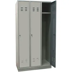 PROREGAL Garderobenschrank Ermine mit 3 Türen | HxBxT 178x89x50cm | Lichtgrau/Lichtgrau
