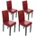 MCW 4er-Set Esszimmerstuhl Stuhl Küchenstuhl Littau Leder, rot dunkle Beine