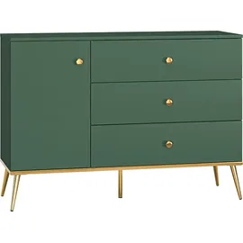 Lomadox Sideboard, 120cm Breit, In Grün Mit Goldfarbenen Griffen Und Füßen Fasano-131, B/h/t Ca. 120/85/40 Cm