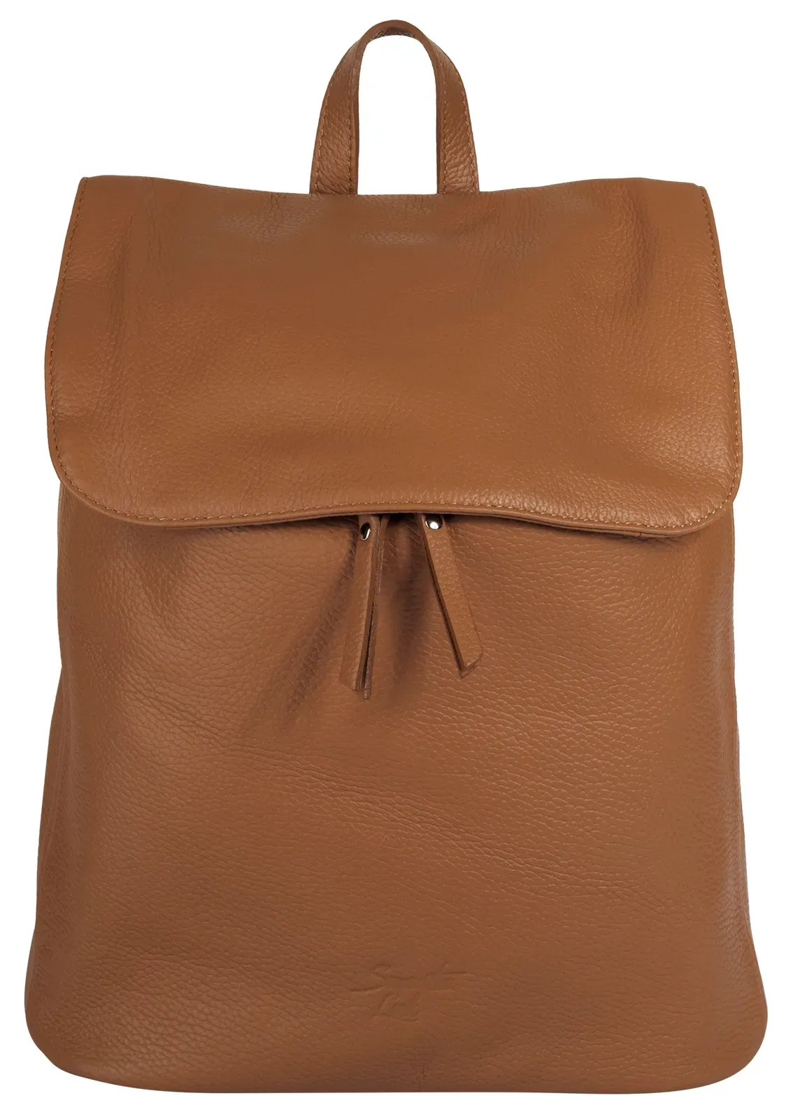 Cityrucksack SAMANTHA LOOK, Damen, Gr. B/H/T: 30cm x 35cm x 15cm, onesize, cognac, Leder, Rindsleder, Rucksäcke Cityrucksack, echt Leder, Made in Italy