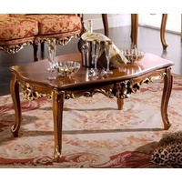 Casa Padrino Couchtisch Luxus Barock Couchtisch Braun / Gold - Handgefertigter Massivholz Tisch im Barockstil - Barock Möbel - Luxus Qualität - Made in Italy