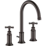 Hansgrohe Axor Montreux 3-Loch Waschtischarmatur 180 mit Kreuzgriffen und Ablauffernbedienung Brushed Black Chrome