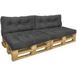 VOUNOT Palettenkissen 120 x 80 x 40 cm grau 4-tlg.