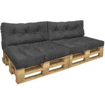 VOUNOT Palettenkissen 120 x 80 x 40 cm grau 4-tlg.