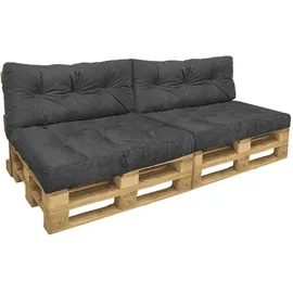 VOUNOT Palettenkissen 120 x 80 x 40 cm grau 4-tlg.