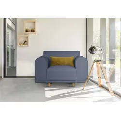Loveseat ANDAS "Maroon Sessel", blau, B:125cm H:82cm T:96cm, 89% Polyester/9% Rayon/3% Nylon, Sessel, in skandinavischem Design, mit losem Kissen