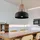 ETC Shop Pendelleuchte schwarz Hängeleuchte natur Holz Wohnzimmerlampe Decken Hängelampe, Metall rund,1x E27, Dxh 30x100 cm,