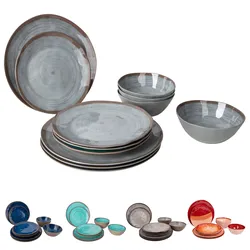 BO-CAMP Melamin Geschirr Set Halo Camping Essgeschirr Reise Picknick Teller Farbe: Rot