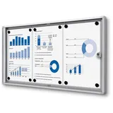 Showdown Displays Showdown Schaukasten Economy XS-Linie, innen, 3 x A4 magnetisch, extraflach, abschließbar