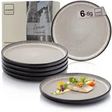 sänger Teller Set Luxor, (6 St), Speiseteller Set, Steingut, Handmade, Braun-Beige, VALUE COLLECTION