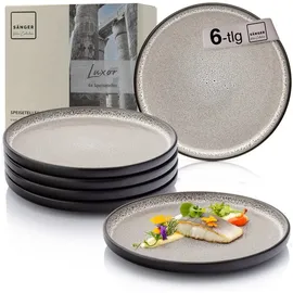 sänger Teller Set Luxor, (6 St), Speiseteller Set, Steingut, Handmade, Braun-Beige, VALUE COLLECTION