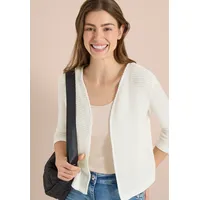 Cecil CECIL, Damen, Gr. M (40), vanilleweiß, Stoff, 64% Polyester, 34% Viskose, 2% Elasthan, unifarben, comfort fit normal, ohne Ausschnitt, abgesteppt, Jacken Kurzjacke, in Unifarbe