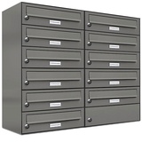 AL Briefkastensysteme Briefkasten Premium (BxH): 76.6 x 69cm, Anzahl Schlitze: 11 Fach Wand Anlage in RAL 9007 Aluminium grau