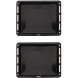 ICQN 460 x 370 x 30 mm Backblech Set, Passend für Bosch Neff Constructa, 2er Emaillierte Fettpfanne für Backofen, Kratzfest & Rostfrei, 46 x 37 cm