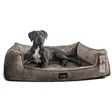 tierlando® Tierbett Orthopädisches Hundebett FRANKLIN Kuscheliger Teddy-Stoff - Hundesofa braun|grau 100 cm x 130 cm
