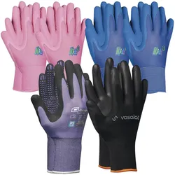 Arbeitshandschuhe Kinder 5-8 Jahre - 2x Pink, 2x Blau 1x Handschuhe Damen Gr. 8