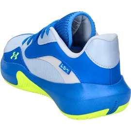 Under Armour Herren Basketballschuhe Lockdown 7 Low, leichter Basketball Schuh, robuste Sportschuhe für Outdoor- und Hallensport, atmungsaktive Turnschuhe,Blue Calm / Blue Atlantis / High Vis Yellow,43