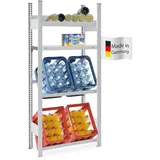 Proregal Getränkekisten- & Weinregal Chiemsee VINO HxBxT 175x81x33,5cm | 1 Ebene + Board Lichtgrau | Getränkekastenregal Getränkeregal Flaschenregal
